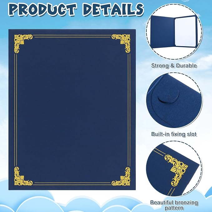 12 Pack Certificate Holders, 8.5 x 11 Inch | Hard cover, corner tabs, fits - Image 4