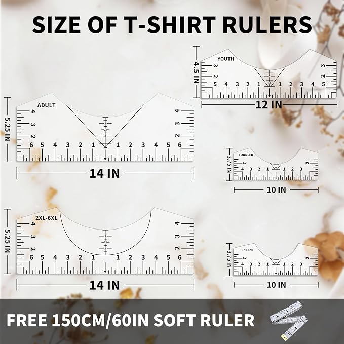 Tshirt Ruler Guide for Vinyl Alignment, T Shirt Rulers to Center Designs - Image 3