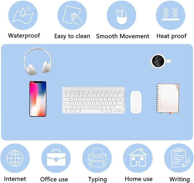 PU Leather Desk Pad Protector Gaming Mouse Pad Non Slip Desk Mat - Image 5