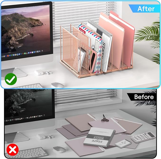 File Organizer for Desk, 5-Section Vertical File Sorter, Paper Holder Organizer - Image 9
