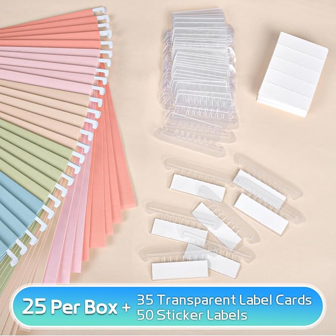 25-Pack Pastel Hanging File Folders, Letter Size - Image 3