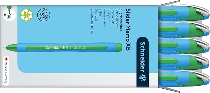 Schneider Slider Memo XB Ballpoint Pen, 1.4 mm, Light Blue Barrel, Box of 10 - Image 5