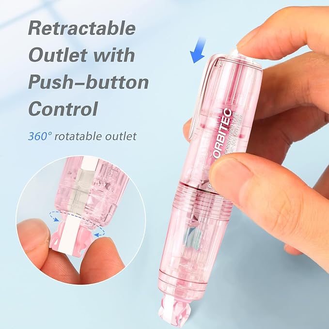 White Correction Tape Out, Refillable Retractable Quick Dry Japan Aesthetic - Image 3