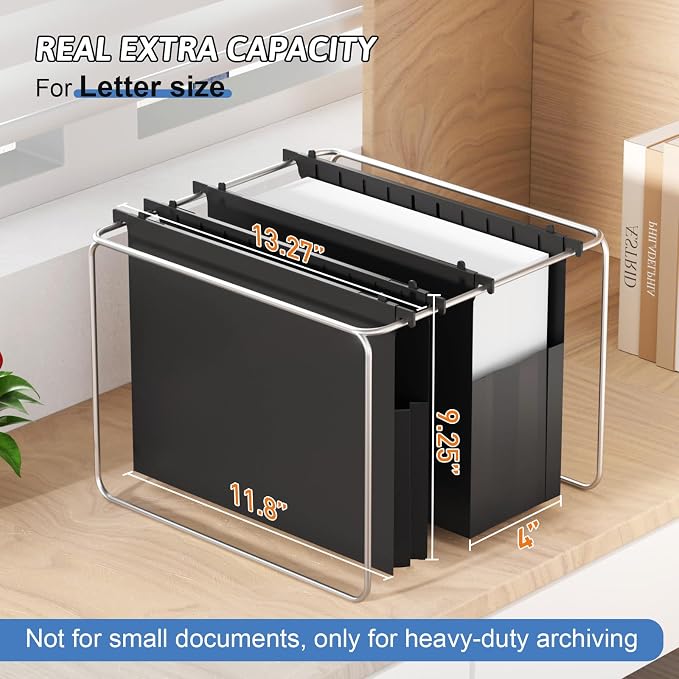 Plastic Extra Capacity Hanging File Folders, 6 Pack Heavy Duty 4" Expandable - Image 3