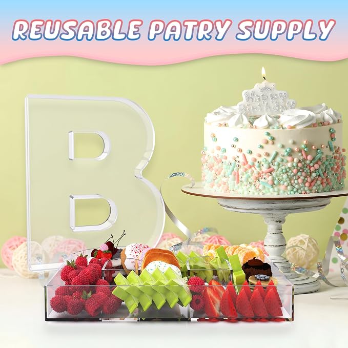 13.8" Extra Large Acrylic Letter Charcuterie Board Box, Reusable Fillable - Image 5
