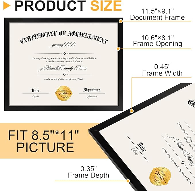 YixangDD 8 Pack Certificate Frames 8.5 x 11, College Diploma Frame - Image 3