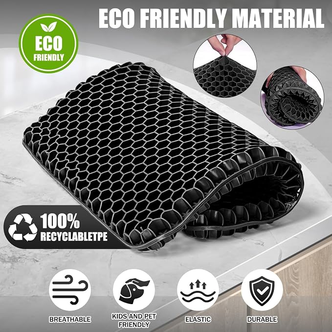 Gel Seat Cushion for Long Sitting Hip Pain, 20x20inch Jumbo Thick Soft & - Image 3
