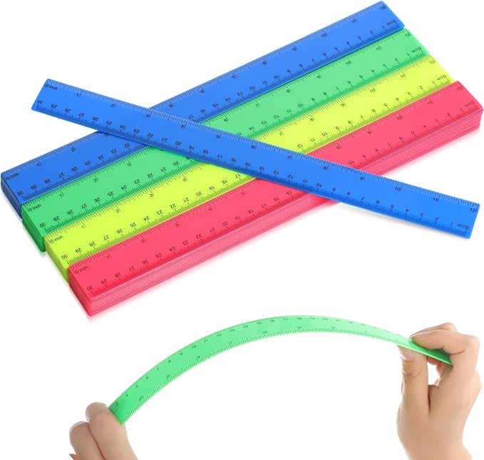 Zonon 50 Pcs 6 Inch/12 Inch Plastic Rulers Bulk Flexible Straight Rulers - Image 8