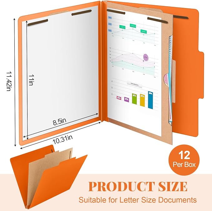 Skyygemm 12 Pcs Classification Folders 3 Pocket Dividers Letter Size Employee - Image 2