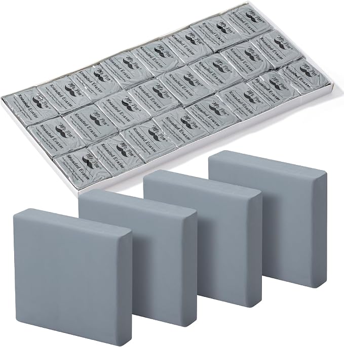 Mr. Pen- Kneaded Erasers, 1.37" x 1.7", 24 Pack, Graphite & Pastel Drawing by MrPen