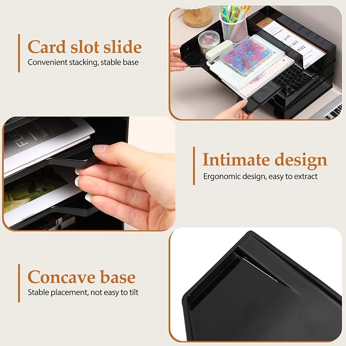 DoubleFill 8 Pcs Stackable Letter Tray Rectangular Plastic Desk Organizer 13 x - Image 4