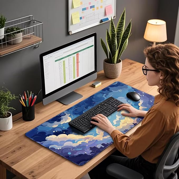 Blue Nebula Aesthetic Large Gaming Mouse Pad 31.5"x15.7"｜XXL Desk Mat, Non-Slip - Image 3