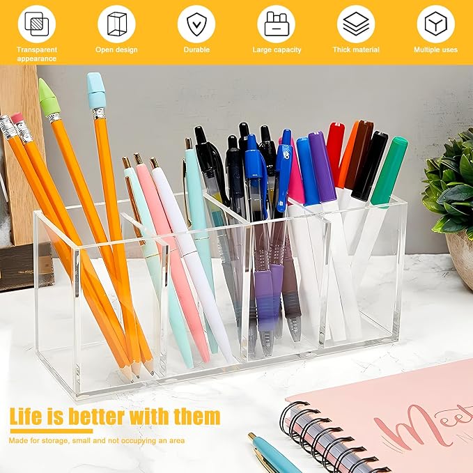 Clear Makeup Brush Organizer, Acrylic Cosmetic Brushes Storage Holder - Image 3