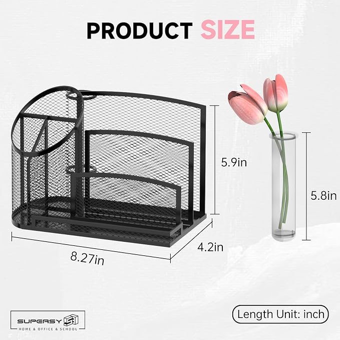 SUPEASY Desk Organizer with 3 Compartment Pen Holder, 3-Slot Mail Organizer and - Image 2