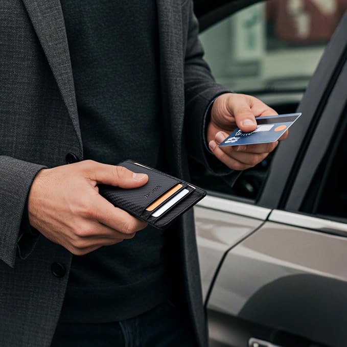 Buffway Slim Minimalist Front Pocket RFID Blocking Leather Wallets - Image 8
