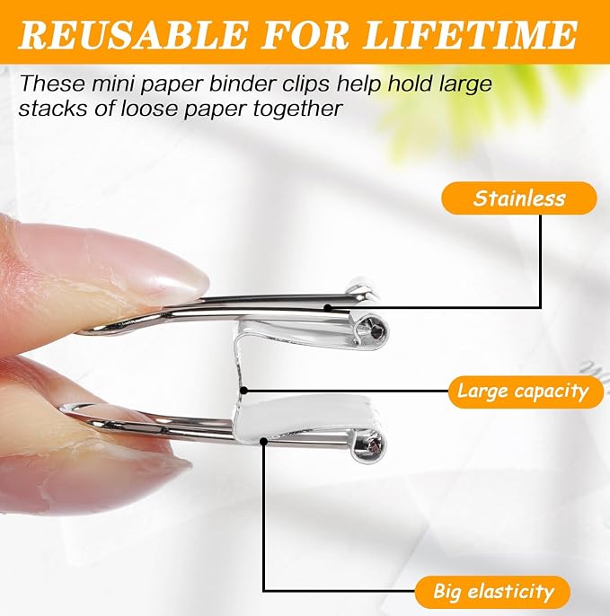 Jetec 100 Pack 0. 75in/19mm White Metal Binder Clips Bulk Medium Reusable Fold - Image 3