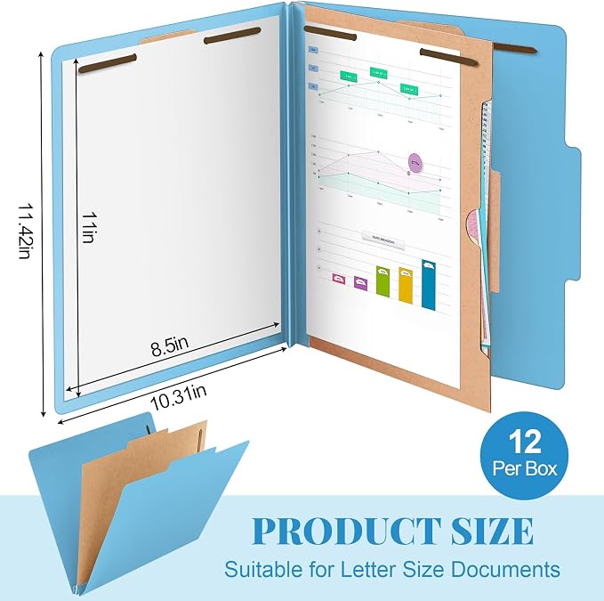 Skyygemm 12 Pcs Classification Folders 3 Pocket Dividers Letter Size Employee - Image 2