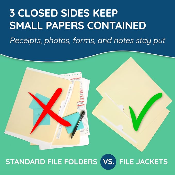 Blue Summit Supplies 2 Inch Manila File Jackets, Reinforced Straight Cut Tab - Image 5