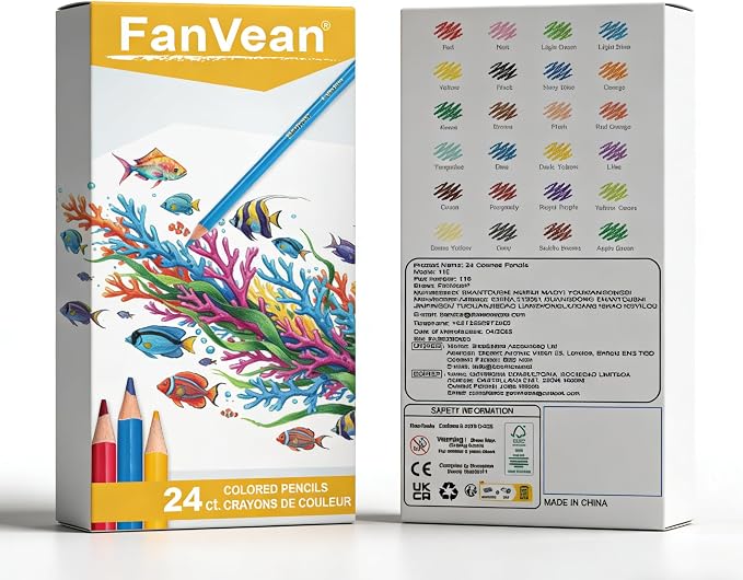 24 Colored Pencils Set, Soft Core Color Pencils by FanVean