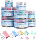 408 PCS Binder Clips Paper Clamps Assorted Sizes and Push Pins, Binding by WORPSON