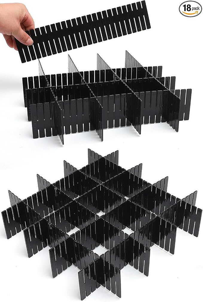18Pcs Drawer Dividers, Adjustable Drawer Organizer by Flytianmy