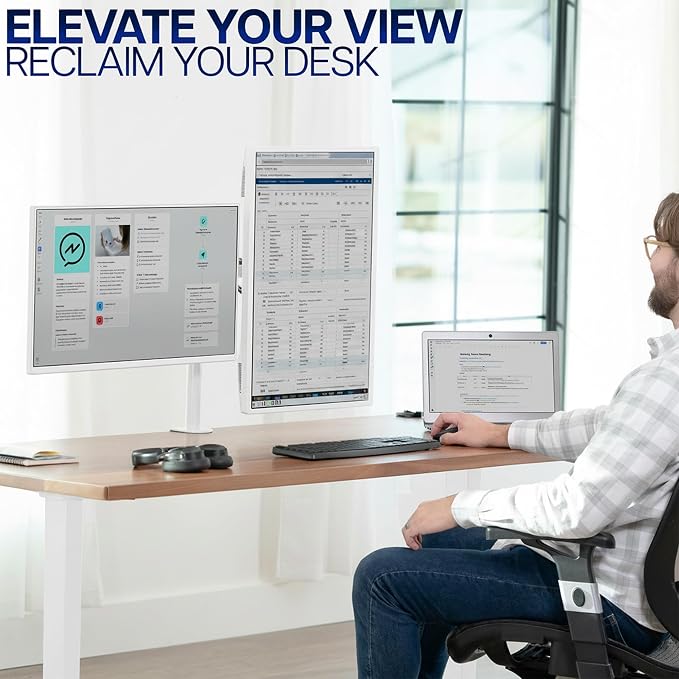 VIVO Dual Monitor Desk Mount for 13 to 30 inch Screens, STAND-V002W | White - Image 9