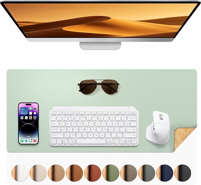 Aothia Double-Sided Desk Pad – 25.6"x13.7" Large Mouse Pad, Leather Desk Mat by AothiaSimpleNaturalUnique