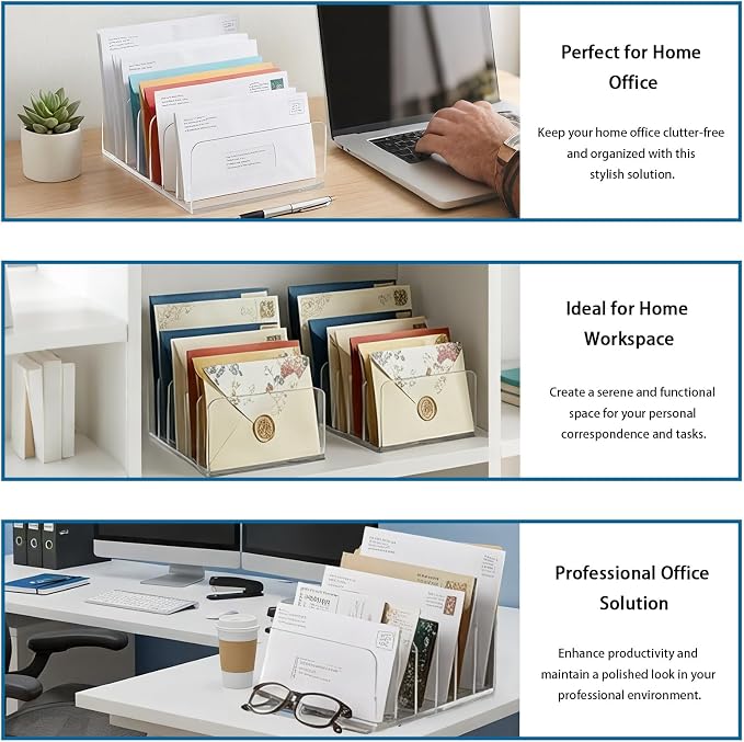 2 Pcs Acrylic Mail Organizer, 7 Slots Mail Holder, Mail Organizer - Image 6
