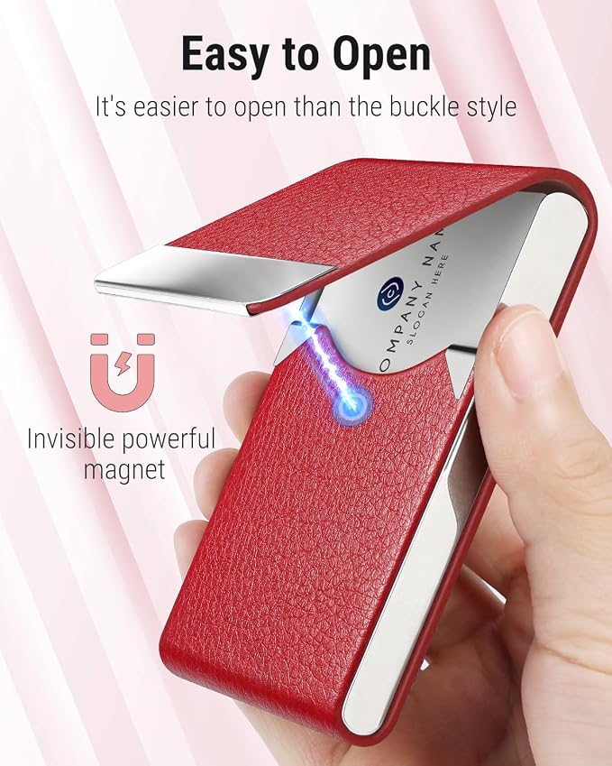 MaxGear Business Card Holder, PU Leather Business Card Case, Magnetic Closure - Image 3