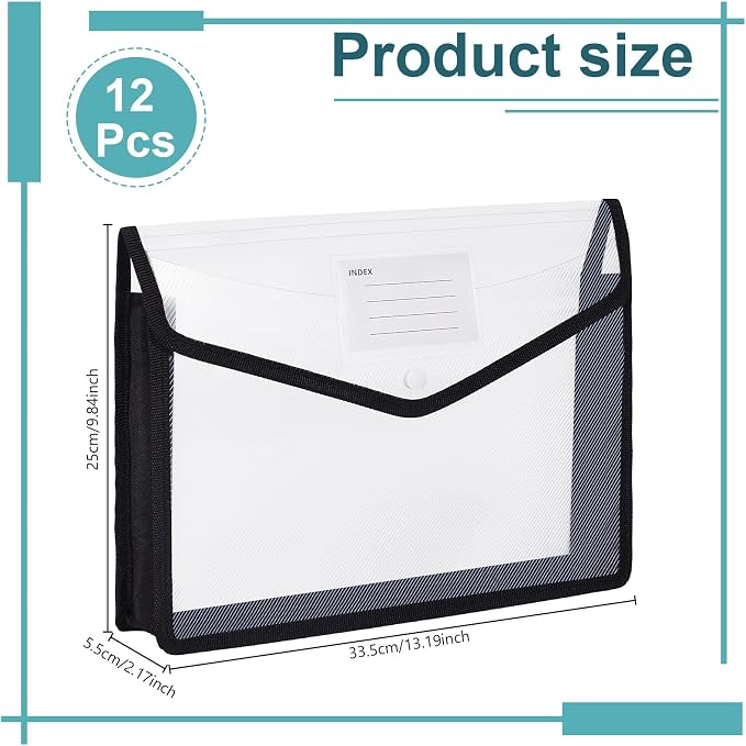 CUTHOLLOW 12 Pack Expanding File Folder, Large Capacity Black Plastic Document - Image 2