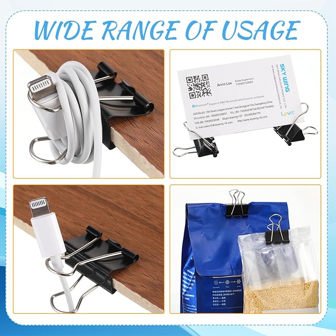 Jetec 200 Pcs Binder Clips Medium Paper Clamps Metal Paper Clips - Image 4