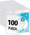 100 Pack Vertical ID Badge Holders Clear Plastic Waterproof Card Holder by BESARME