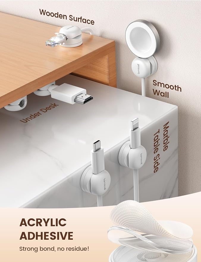 Lamicall 6Pack Rotatable Cord Organizer Cable Clips - Image 4