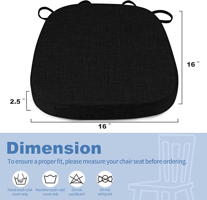 BUYUE Thickened 2.5" Dining Chair Cushions Set of 6, U-Shape High Density Foam - Image 3