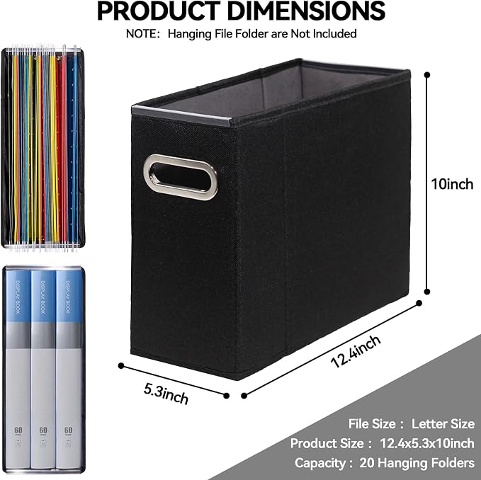 2 Packs Letter Size File Organizer, File Folders Organizer, Fabric Storage Box - Image 2