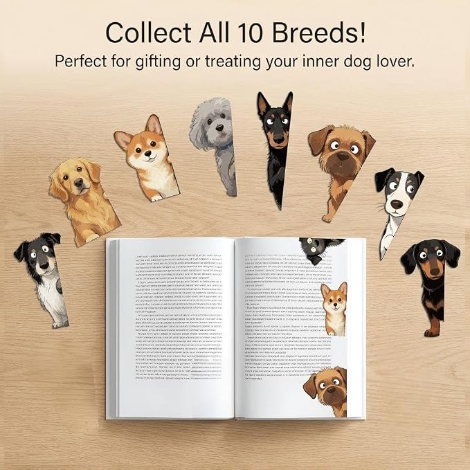 Peeking Dogs Magnetic Bookmarks Set of 10 – Cute Dog Bookmark Clips, Magnetic - Image 2