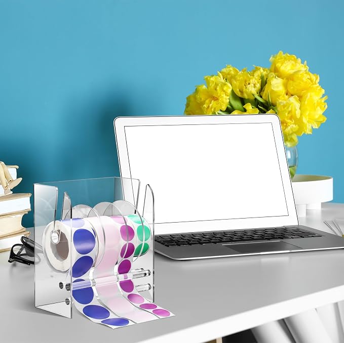 Qilery Adjustable Label Dispenser Acrylic Roll Sticker Dispenser Sticker Holder - Image 6