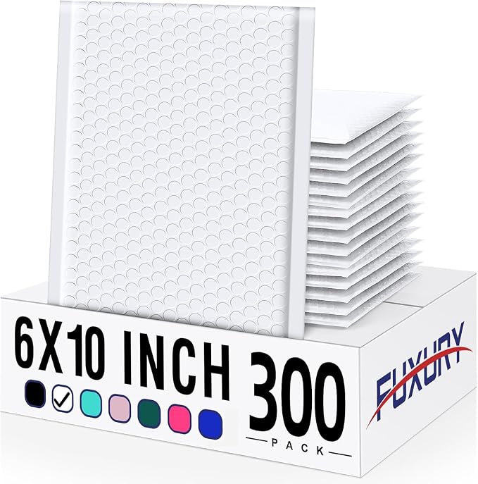 Fuxury 300 Pack White Bubble Mailers 6x10 Inch, Small Bubble Shipping by Fuxury