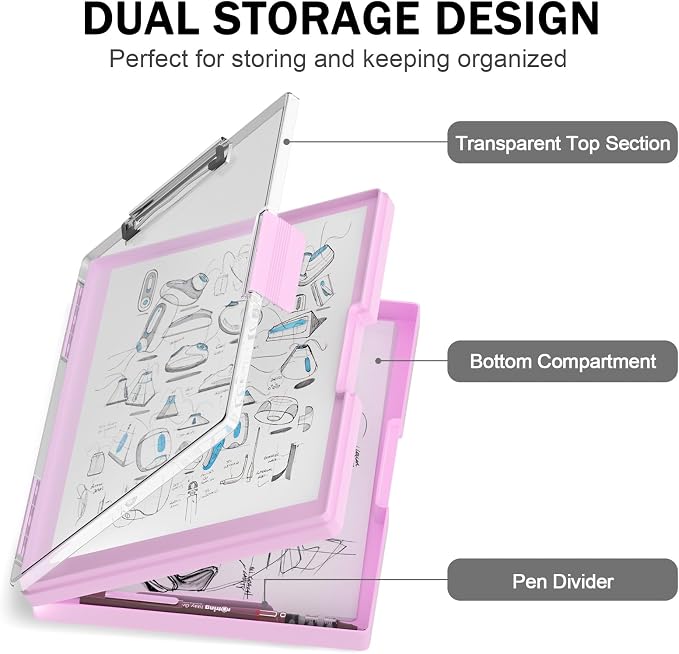 Rimilak Plastic Clipboard with Storage, Side Opening with 2 Compartment - Image 3