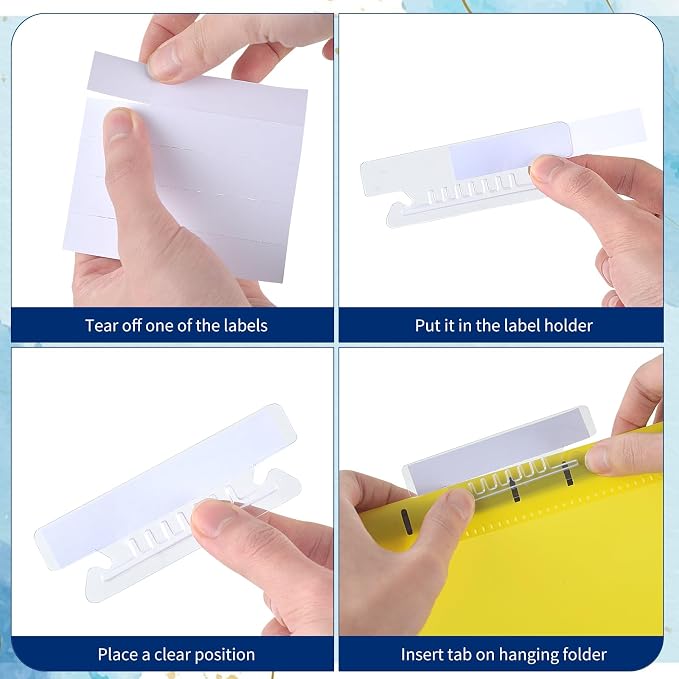 100Pcs 3 1/2 Inch Hanging File Folder Tabs Plastic Tabs - Image 4