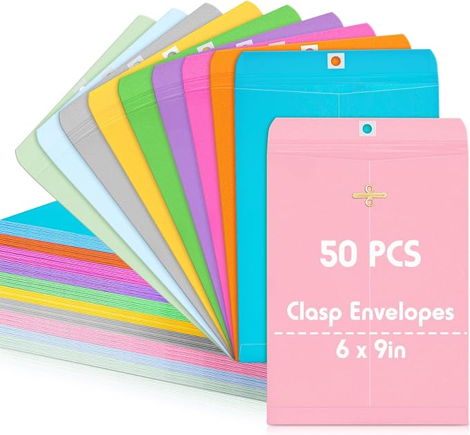 Geyee 50 Pcs 6 x 9 Inch Clasp Envelopes Letter Size Mailing Envelopes by Geyee