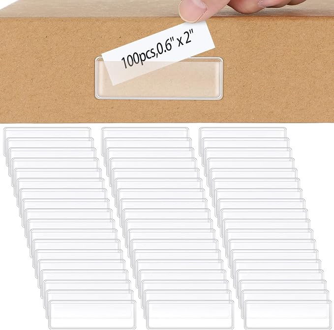 Jeyiour 100 Pcs Label Holders Adhesive Nameplate Pockets Storage Bin Labels by Jeyiour