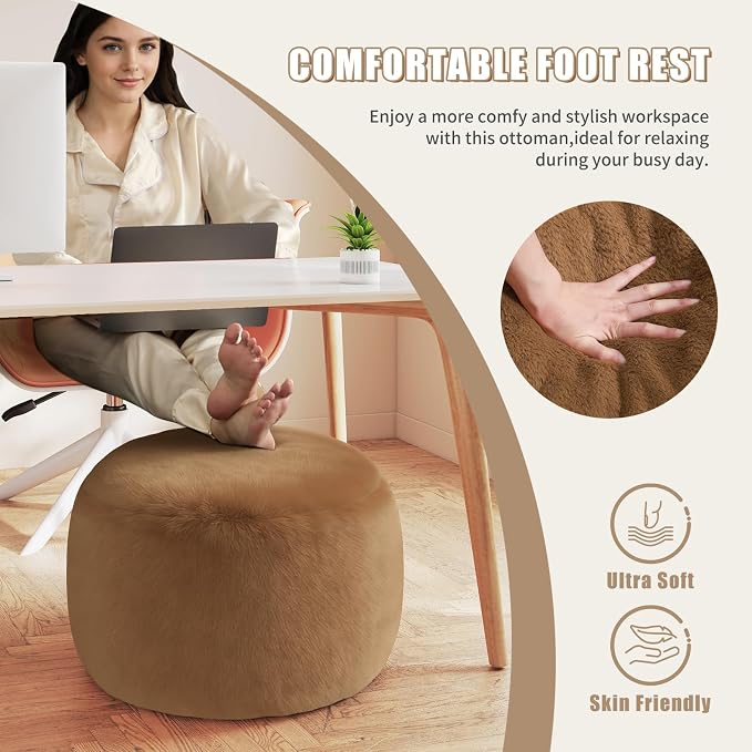 Gericco Round Stuffed Pouf Ottoman - Image 5