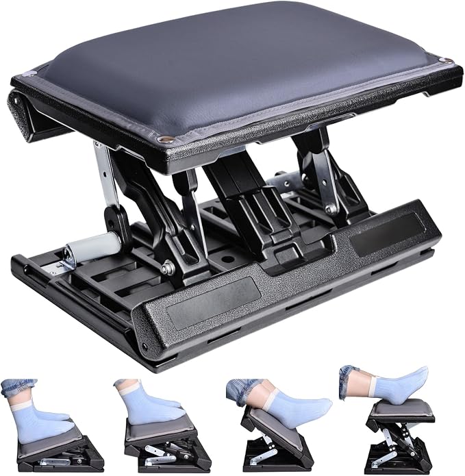 Scalebeard Foot Rest for Under Desk at Work, Height Adjustable Infinite Angle by Scalebeard