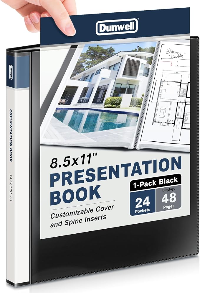 Dunwell Presentation Binder 24-Pocket, Displays 48 Pages, 8.5x11 Portfolio by Dunwell