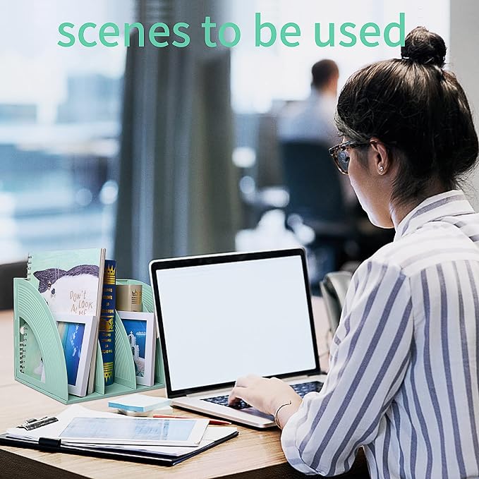SAYEEC Sturdy Magazine Holder 4 Compartments Plastic Desktop File Organizer - Image 5
