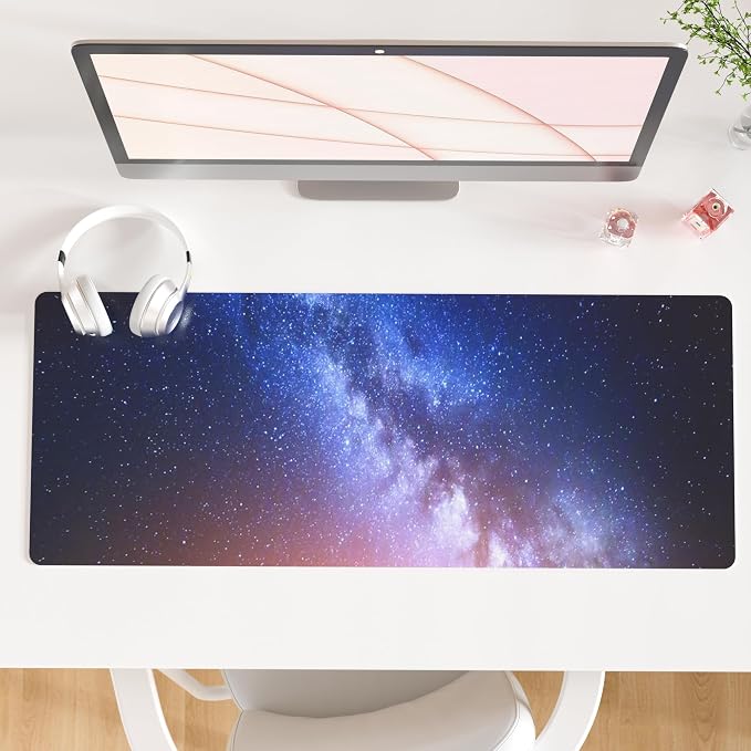 QiyI Large Desk Pad, Milky Way Mouse Pad Desktop Decor, Waterproof PU Leather by QIYI