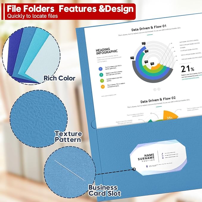 100 Pack 2 Pocket Folders, Letter Size 8.5" x 11" Folders - Image 2