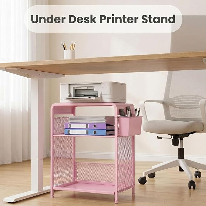 ECOLOVI 3 Tier Printer Stand for Under Desk, Height Adjustable Shelf Small - Image 4