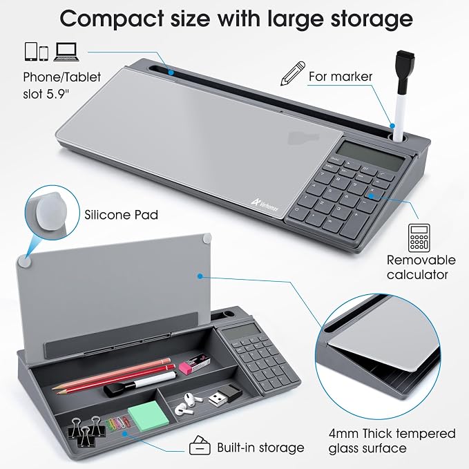 Varhomax Glass Desk Whiteboard Gray - Image 6